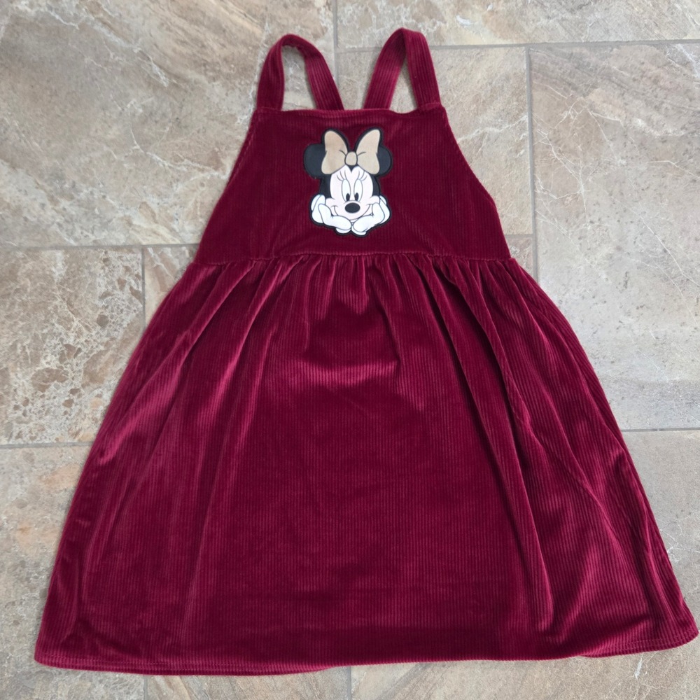 Disney Minnie Mouse Corduroy Jumper Dress - Burgundy Girl's Size 6X